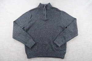 Maglione Chaps da uomo grigio scuro medio pullover quarto cerniera finto collo - Foto 1 di 10