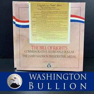 1993 Bill of Rights Silver Half Dollar & James Madison Presidential Medal in OGP - Picture 1 of 5
