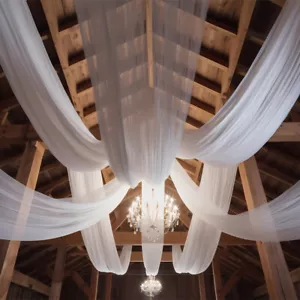 Wedding Event Ceiling Drapes Chiffon Roof Canopy Decor Arch Draping Fabric - Picture 1 of 27