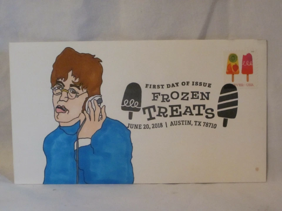 John Lennon Beatles 1/1 Frozen Treats renderizado à mão 2018 primeiro dia FDC  - Imagem 1 de 2