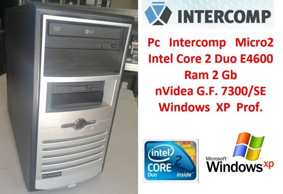 Pc Intercomp Micro 2 Intel Core 2  E4600 2.40GHz Ram 2 Hd 160 P5GC-VM/S  Xp Prof - Immagine 1 di 4