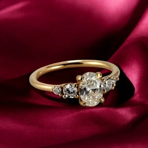 IGI Certified 1.20 Ct Oval Lab Created Diamond Gold Ring 18k Yellow  5 6 7 8 - Picture 1 of 12