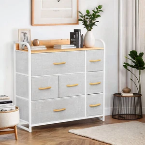 7 Schubladen Kommode Stoff Grau Stoff Wasserdicht Schrank Organizer Aufbewahrungsschrank - Bild 1 von 10