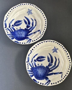 Diane Blue Sky Clayworks 10" Krabbe Essteller - Kobaltblau und Weiß - Bild 1 von 9