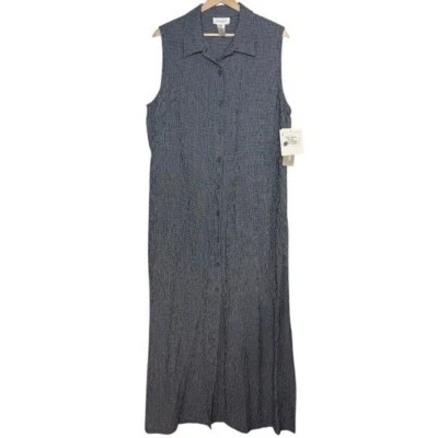 Jones New York 运动亚麻混纺方格长裙 16 码黑色开衩 — 第 1/4 张图片