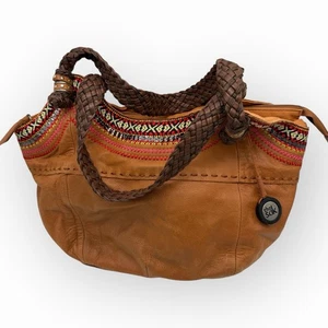 Bolso de Hombro The Sak Indio Marrón Tejido Correa Cuero Forro Bordado Hobo - Imagen 1 de 19