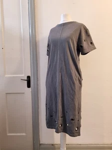 Label Lab Women's Grey Eyelet T-Shirt Dress Size UK8 - Picture 1 of 7