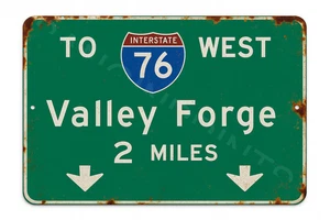 Valley Forge 76 West Aluminum Highway Metal Sign - Picture 1 of 1