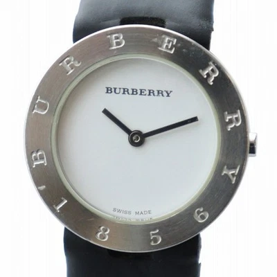 Y1109 博柏利 BURBERRY 手表石英橡胶表带白色表盘标志银色 1 — 第 1/4 张图片