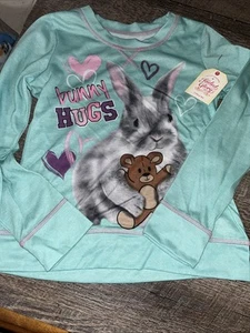 Faded glory size 7 8 bunny hugs Teddy Bear Pajama top medium Nwt - Picture 1 of 5
