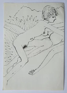 Zeichnung Federzeichnung Tinte Akt Frau Paar Erotik Edvard Frank Nachlass - Picture 1 of 8