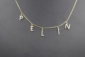 Schöne 585 / 14 Karat Gelbgold Halskette mit Namensanhängern „PELIN“ - Picture 1 of 3