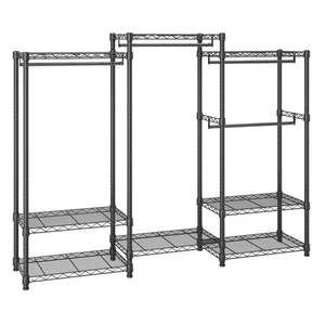 VEVOR Clothes Rack Rolling Clothing Garment Rack 4 Hang Rods & 8 Storage Tiers - Picture 1 of 11