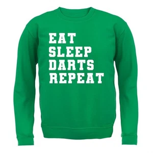 Eat Sleep Darts Repeat - Kids Hoodie / Sweater - Dart Player 180 Board Love - Picture 1 of 20