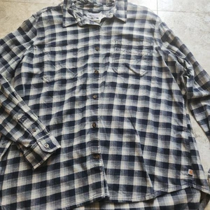 M37 Carhartt blue plaid button-up flannel shirt Size XXL - Picture 1 of 8