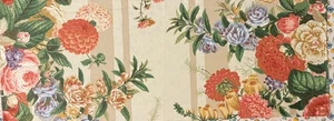 BRUNSCHWIG & FILS Tournier Rose Hand Print Tan Stripe Multi Color Remnant New - Picture 1 of 1