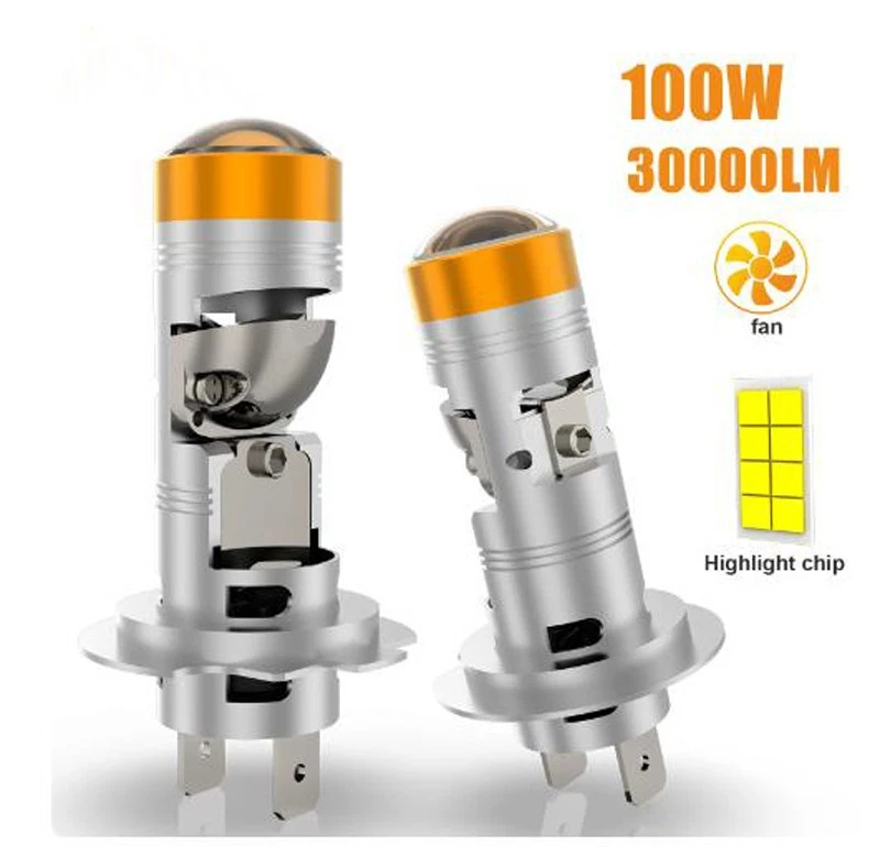 2x H7 H18 1:1 Wireless Bi LED Projector Lens Headlight Bulb Turbo 30000lm Lamp - Image 1 of 4