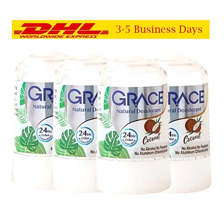 12 X 70g Grace Natural Crystal Deodorant Coconut Extract Alum Roll on 24 HR