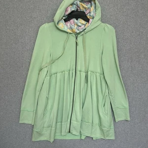Felpa donna con cappuccio Evy's Tree taglia large verde menta tasche full zip - Foto 1 di 11