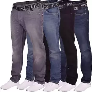 Vaqueros de mezclilla resistentes para hombre de la marca Smith Jones pierna recta lavado a piedra - Imagen 1 de 16