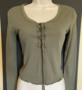 Damen Forever 21 Strick Top Shirt Olivgrün Größe Small Neu mit Etikett - Bild 1 von 5
