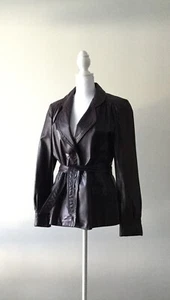 Vintage 70s Winlit Leather Belted Jacket Sz 11 Small/medium Wine Purple (084) - Picture 1 of 20