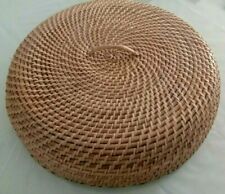 Cane Food Cover Ceylon vintage eco tool round Wicker Rattan woven with handle 