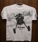 Stearman PT-17 Airplane T-shirt avec ÉNORME impression sur le devant et le dos -- Gris cendres