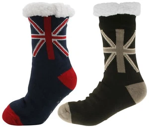 Atano Mens Union Jack Knitted Slipper Socks 7-11 - Picture 1 of 9