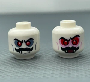 LEGO Minifigure White Head Red Eyes Black Moustache Fangs Vampire Knight (x1) - Picture 1 of 9