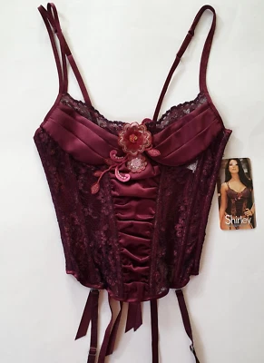 Shirley of Hollywood Burgundy Satin Bustier 34 36 38 Designer Basques Corsets - Image 1 of 4