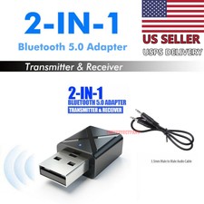 2in1 Bluetooth Transmitter Receiver USB Wireless Stereo Audio Adapter Dongle PC 