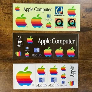 Apple Computer Mac OS Sticker 3 Seat Set Rainbow Logo Novelty Japan Used - Picture 1 of 5