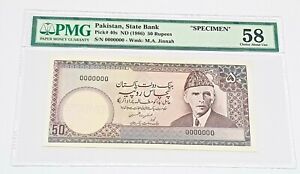 PAKISTAN. 50 Rupees, ND (1986).P-40s. Specimen. PMG Choice About Uncirculated 58
