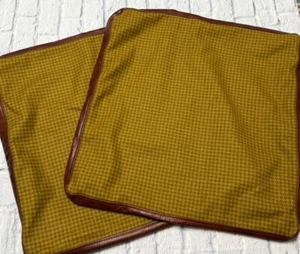 Pillow Cover Lot Large Wool Leather Houndstooth Plaid  - Picture 1 of 6