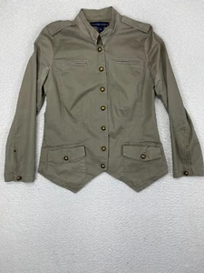 BandolinoBlu Jacket Women's Long Sleeve Button From Symmetrical Hem Denim Tan L - Picture 1 of 11