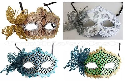 Venetian Masquerade Mask w/ Rhinestones & Butterfly Party Prom Halloween Costume - Image 1 of 4