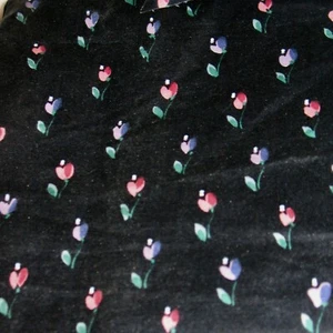 Stanley King FABRIC Black TINY PASTEL TULIPS 5 YARDS Soil & Stain Resistant 54"  - Picture 1 of 6