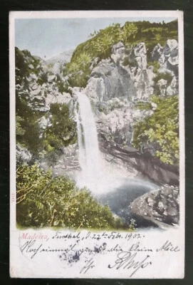 PORTUGAL Madeira Funchal picture card 1902 mailed to Altona Hamburg, cascade  - Image 1 of 2