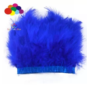 Abbigliamento con frange da cucire in piume zaffiro Marabou taglia 2 metri 6-7 pollici - Foto 1 di 8