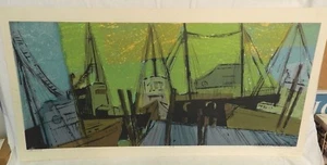 R. FREEMAN WORTHLEY "DOCKS", SERIGRAPH Limited Edition - PENCIL SIGNED by Artist - Picture 1 of 4