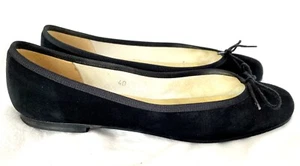 London Sole Suede Ballet Flats in Black $298 Retail Size 40 (9.5 US) - Picture 1 of 8