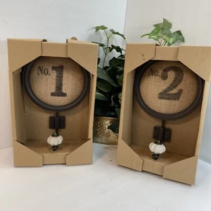 ELEMENTS DECORATIVE METAL BURLAP 10" Wall Hook No. 1 & No. 2 With ceramic knobs. - Picture 1 of 9