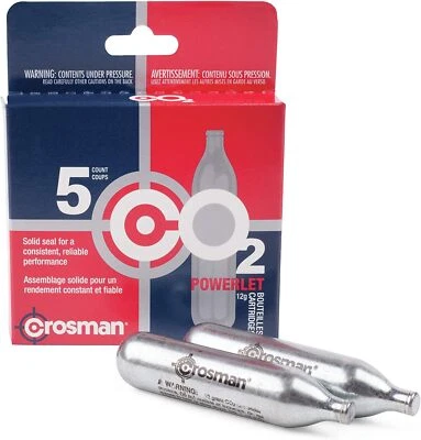 Crosman 12-Gram CO2 Powerlet Cartridges For Use With Air Rifles And Air Pistols