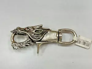 Portachiavi drago WTS firmato argento sterling 925 vintage con occhi di cristallo rosso - Foto 1 di 9