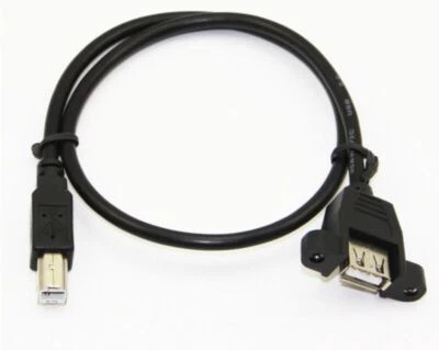 USB B 2.0 to USB A 2.0 Panel Mount Extension Cable | Male to Female | 0.5m - Image 1 of 4