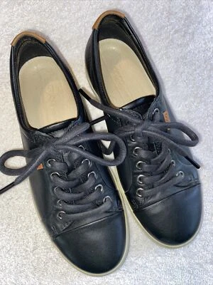 Ecco Black Leather Lace Up Womens Casual Shoes Size Sz 36 U.S. 5.5 Medium Med M - Image 1 of 4