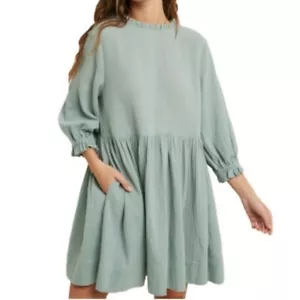 Vestido Free People Living For This Azul Claro Boho Gran Tamaño Espalda Abierta M - Imagen 1 de 8