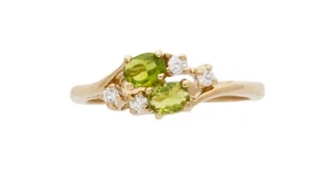 Real 24K Gold August Peridot Birthstone Ladies Ring With Free Lifetime Guarantee - Picture 1 of 2