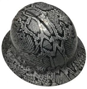 Hydro Dipped Hard Hat Ridgeline Full Brim Custom Light Gray Snake Skin - Picture 1 of 4